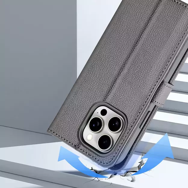 Dux Ducis Lawa Leather Case for iPhone 15 Pro Max - Gray 9