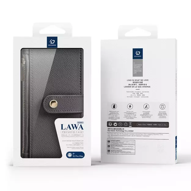 Dux Ducis Lawa Leather Case for iPhone 15 Pro Max - Gray 1