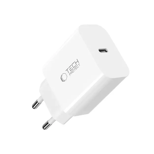 Tech-Protect NC20W PD20W USB-C wall charger with USB-C cable - white 13