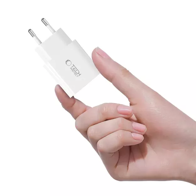 Tech-Protect NC20W PD20W USB-C wall charger with USB-C cable - white 15
