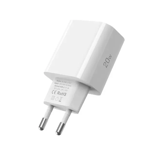 Tech-Protect NC20W PD20W USB-C wall charger with USB-C cable - white 14