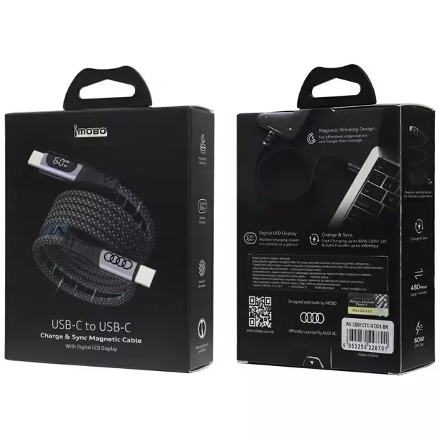 USB-C / USB-C Audi 2.0 Cable 20V 3A 60W - Black 6