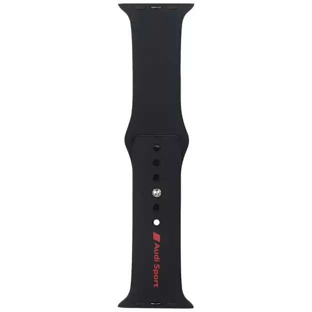 Audi Sport Red Logo Silicone Watch Strap for Apple Watch 44 / 45 / 46 / 49 mm - black