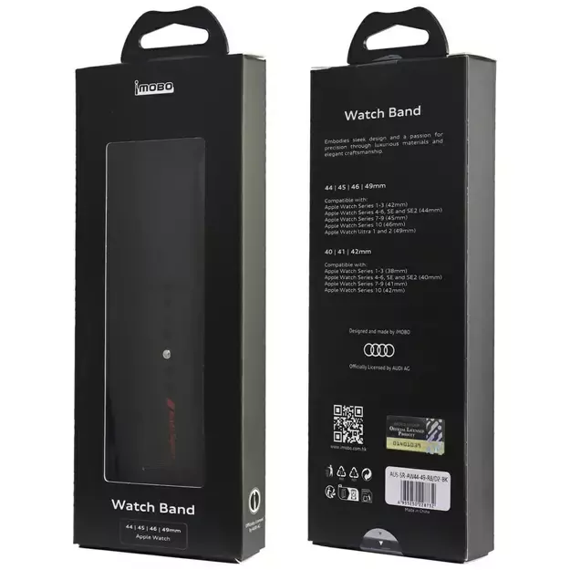 Audi Sport Red Logo Silicone Watch Strap for Apple Watch 44 / 45 / 46 / 49 mm - black 3
