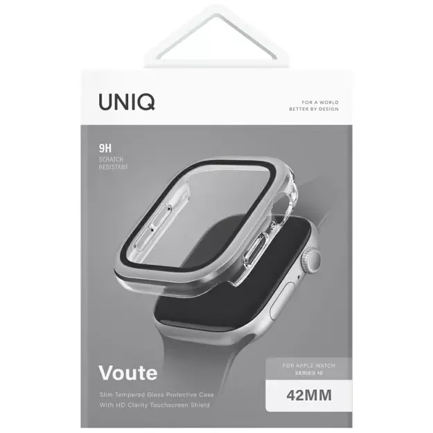 Uniq Voute Tempered Glass Case for Apple Watch 10 42 mm - Silver 8