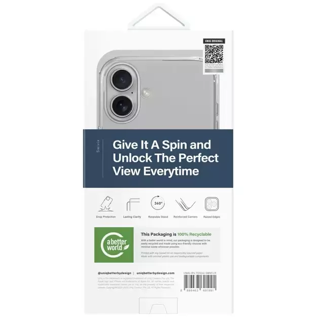 Uniq Swivix 360 Rotating Kickstand Case for iPhone 16 Plus - Clear 2