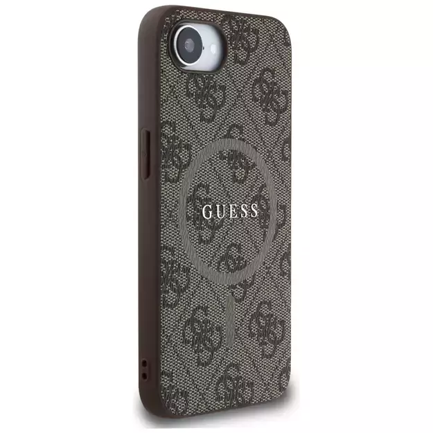 Guess 4G Ring Classic Logo MagSafe iPhone 16e Case - Brown 3
