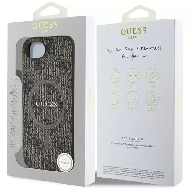 Guess 4G Ring Classic Logo MagSafe iPhone 16e Case - Brown 7