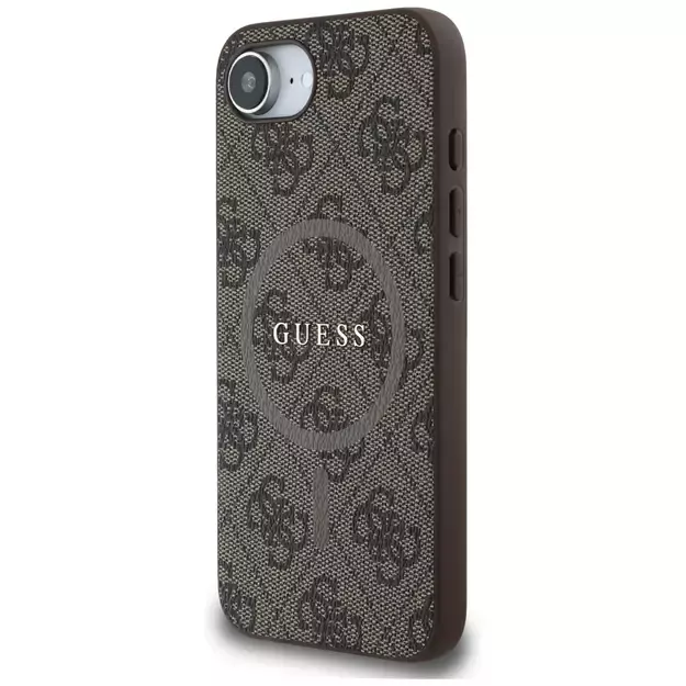Guess 4G Ring Classic Logo MagSafe iPhone 16e Case - Brown 1