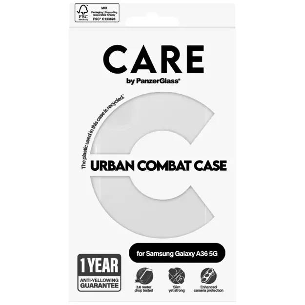 CARE by PanzerGlass Flagship Urban Combat Case for Samsung Galaxy A36 5G - Transparent 3