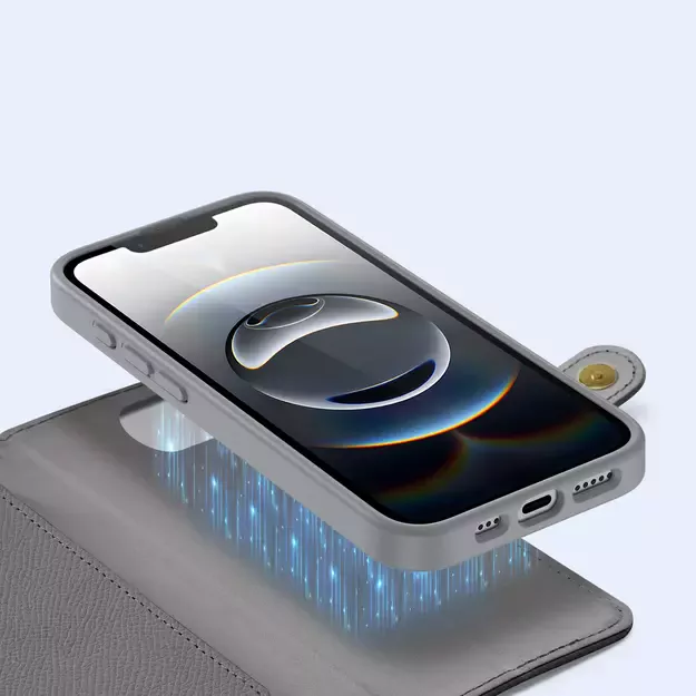 Dux Ducis Lawa iPhone 16e Leather Case with Detachable Magnetic Wallet - Gray 5