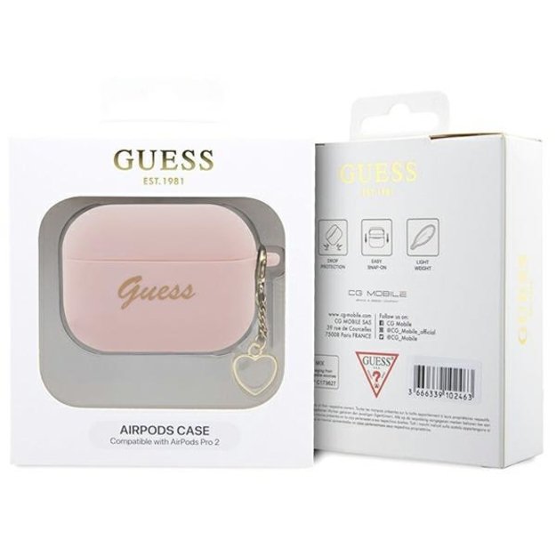 Guess GUAP2LSCHSP AirPods Pro 2 cover pink/pink Silicone Charm Heart Collection 6