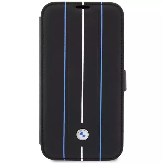 Case BMW BMBKP14X22RVSK iPhone 14 Pro Max 6.7&quot  black/black bookcase Leather Stamp Blue Lines 7