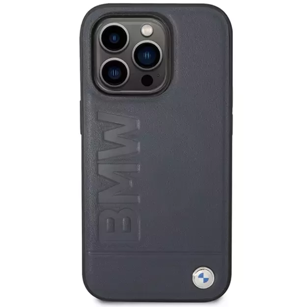 Case BMW BMHMP14LSLLNA iPhone 14 Pro 6.1&quot  navy/navy hardcase Leather Hot Stamp MagSafe 2