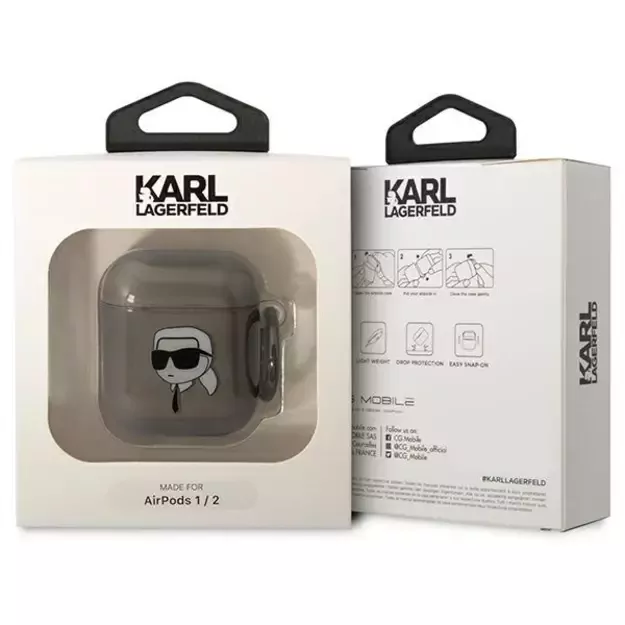 Karl Lagerfeld KLA2HNIKTCK AirPods 1/2 cover black/black Karl`s Head 2
