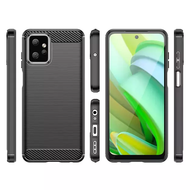 Carbon Case for Motorola Moto G Power 2023 flexible silicone carbon cover black 1