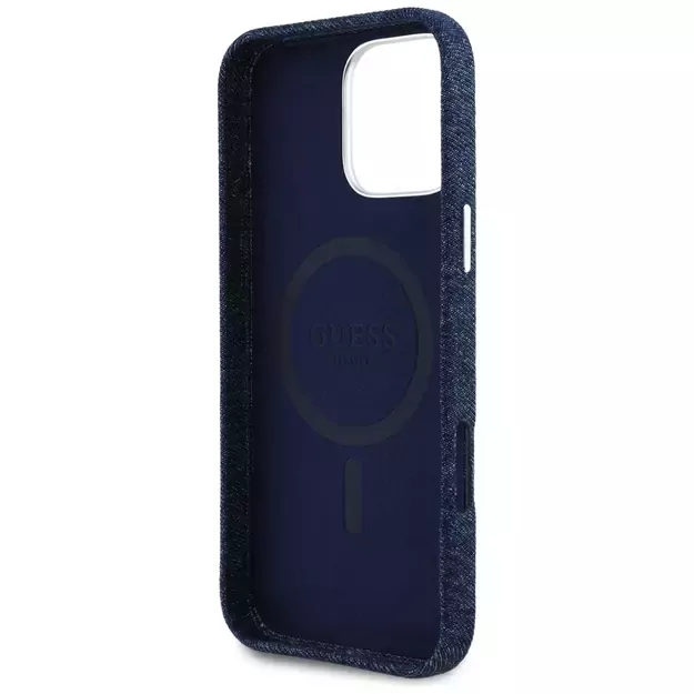 Guess Denim Triangle Logo MagSafe iPhone 16 Pro Max Case - Blue 6
