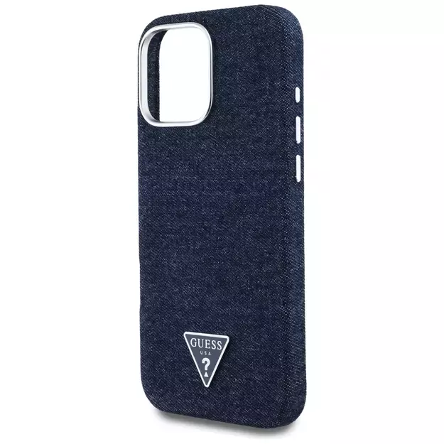 Guess Denim Triangle Logo MagSafe iPhone 16 Pro Max Case - Blue 5