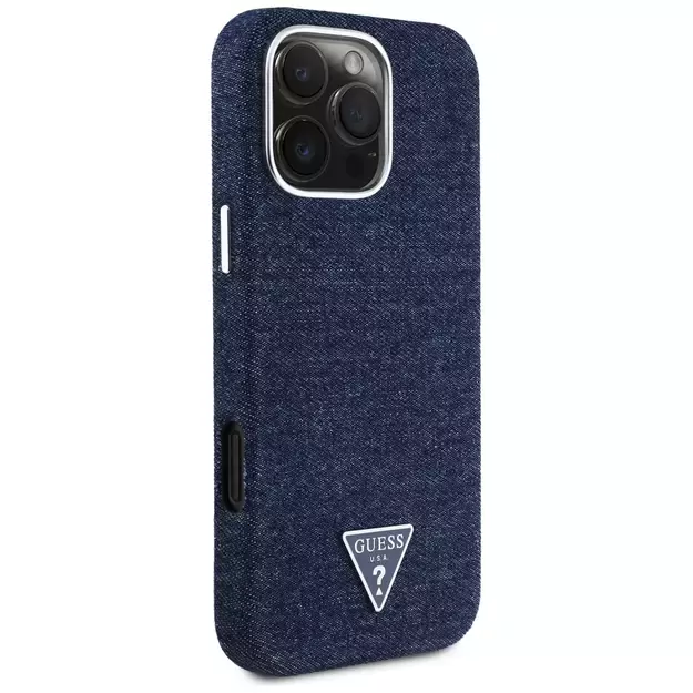 Guess Denim Triangle Logo MagSafe iPhone 16 Pro Max Case - Blue 3