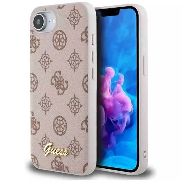 Guess Peony Script Logo MagSafe iPhone 16e Case - Brown
