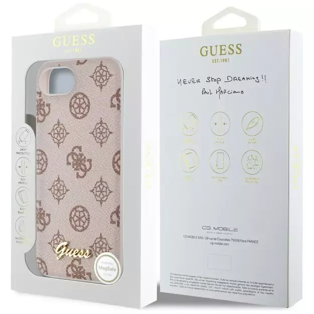 Guess Peony Script Logo MagSafe iPhone 16e Case - Brown 7