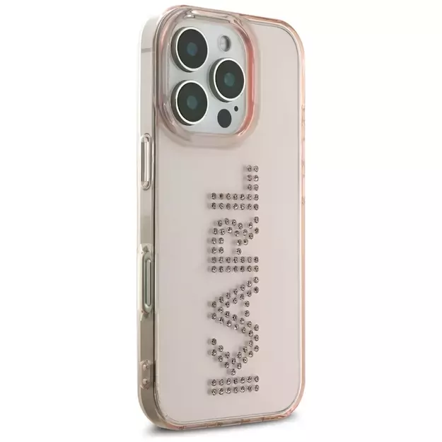 Karl Lagerfeld IML Rhinestones Logo iPhone 16 Pro Case - Pink 3