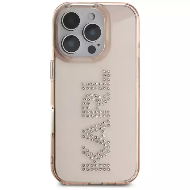 Karl Lagerfeld IML Rhinestones Logo iPhone 16 Pro Case - Pink 2