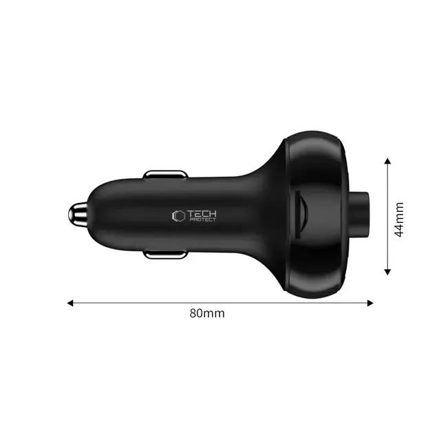 Tech-Protect CC06 3-port PD72W car charger with transmitter - black 2