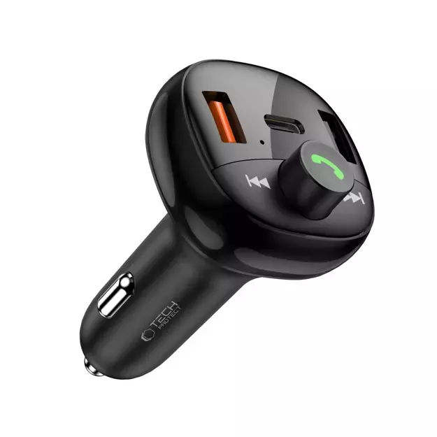 Tech-Protect CC06 3-port PD72W car charger with transmitter - black 1