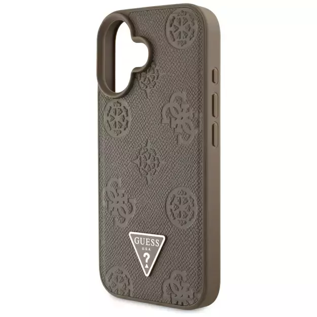 Guess Grained Hot Stamp Peony Triangle Logo MagSafe iPhone 16 Case - Brown 12