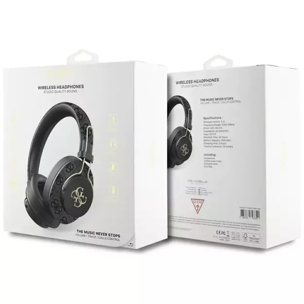 Guess ENC Metal 4G Logo Over-Ear Headphones - Black 4