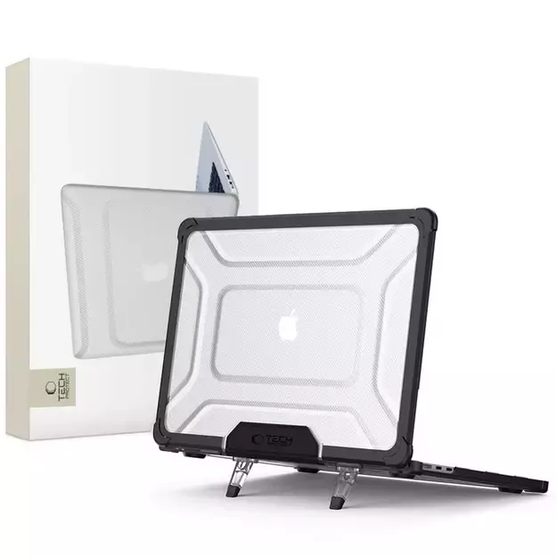 Tech-Protect SmartShell Pro case for MacBook Air 13&quot  2023-2025 M2 / M3 / M4 - transparent and black