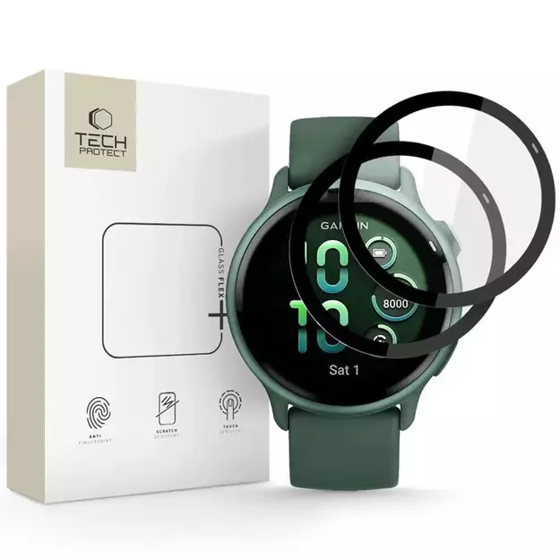 Tech-Protect Glass Flex+ 2-pack hybrid glass for Garmin Vivoactive 6 - black