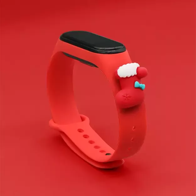 Strap Xmas for Xiaomi Mi Band 3 / 4 Christmas Silicone Strap Bracelet with Sock - Red 1