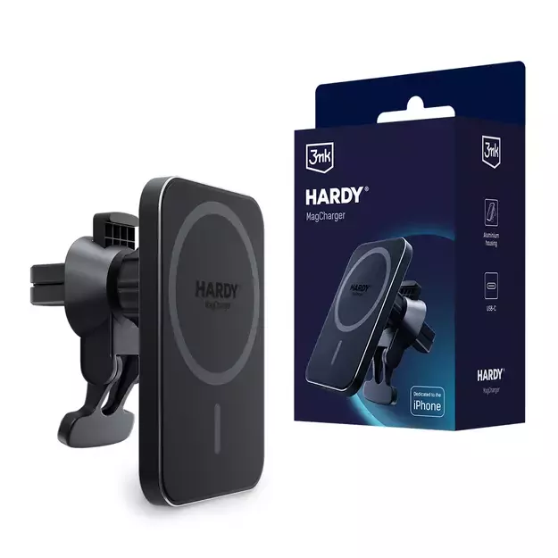 3mk Hardy MagCharger iPhone Car Holder with MagSafe - Black