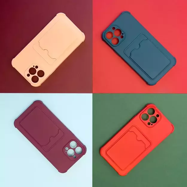 Card Armor Case Pouch Cover for iPhone 13 Pro Max Card Wallet Silicone Air Bag Armor Cover Orange 11