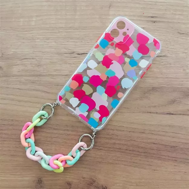Color Chain Case gel flexible elastic case cover with a chain pendant for iPhone 13 Pro Max multicolour  (2) 5