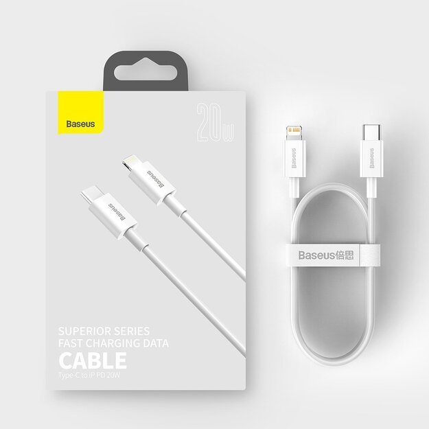 Baseus Superior Series USB-C / Lightning PD 20W 1 m cable - white 14