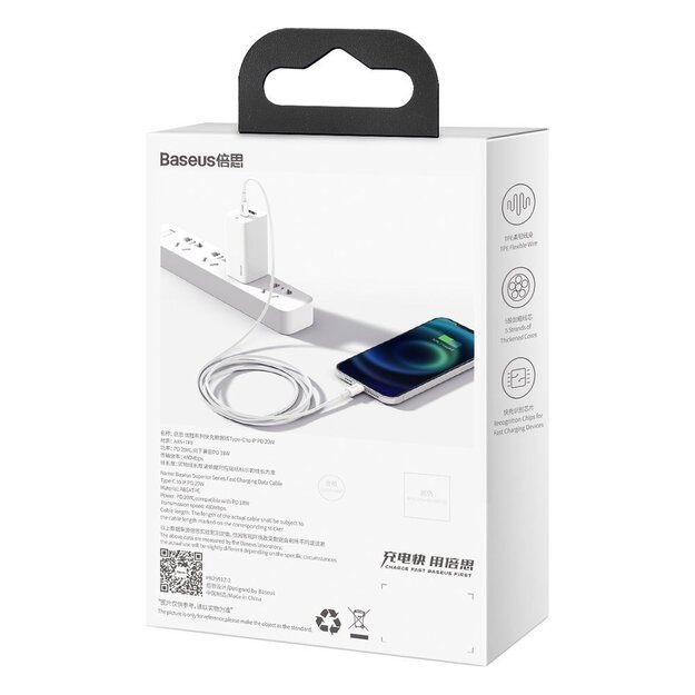Baseus Superior Series USB-C / Lightning PD 20W 1 m cable - white 5