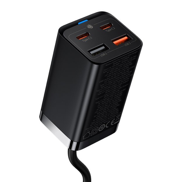 Baseus GaN3 Pro fast charger GaN 2 x USB Type C / 2 x USB 65W PD, QC4.0+, AFC, PPS + cable USB Type C - USB Type C 1m black (CCGP040101) 6