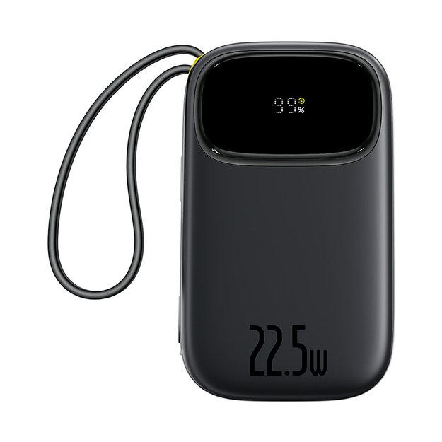 Baseus EnerFill FC31 20000mAh 22.5W Powerbank with Digital Display and 2 Built-in Cables (USB-C + Lightning) - Black 1