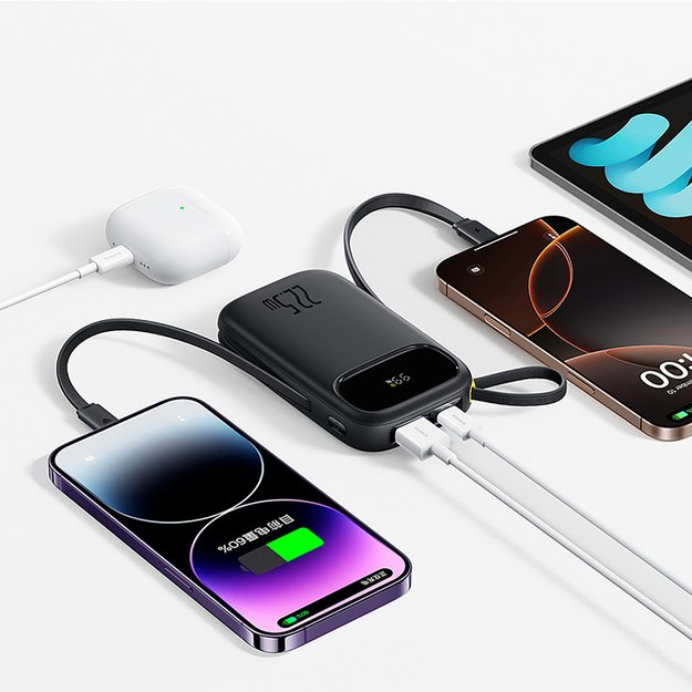 Baseus EnerFill FC31 20000mAh 22.5W Powerbank with Digital Display and 2 Built-in Cables (USB-C + Lightning) - Black 4