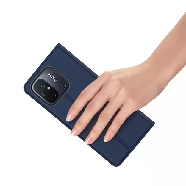 Dux Ducis Skin Pro Case For Xiaomi Redmi 11A / Poco C55 / Redmi 12C Cover Flip Card Wallet Stand Blue 24