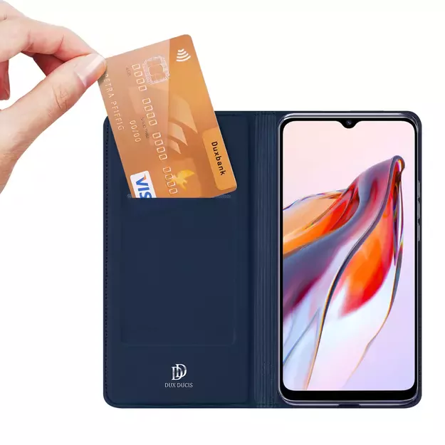 Dux Ducis Skin Pro Case For Xiaomi Redmi 11A / Poco C55 / Redmi 12C Cover Flip Card Wallet Stand Blue 19