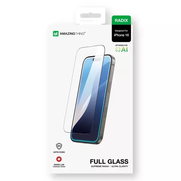 AmazingThing Radix Full Glass tempered glass for iPhone 16 10