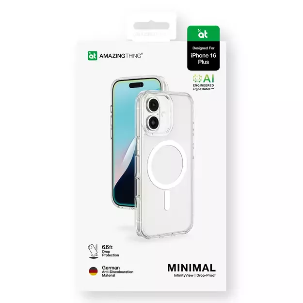 AmazingThing Minimal Mag Case with Magnetic Ring for iPhone 16 Plus - Transparent 10