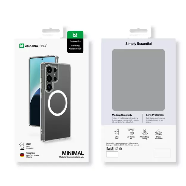 AmazingThing Minimal Mag Case with Magnetic Ring for Samsung Galaxy S25 - Transparent 6