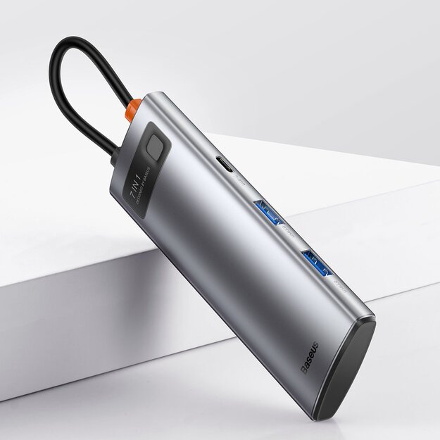 Baseus Metal Gleam Series multifunctional USB HUB 7in1 Type C HDMI TF PD card reader gray (WKWG020113) 9