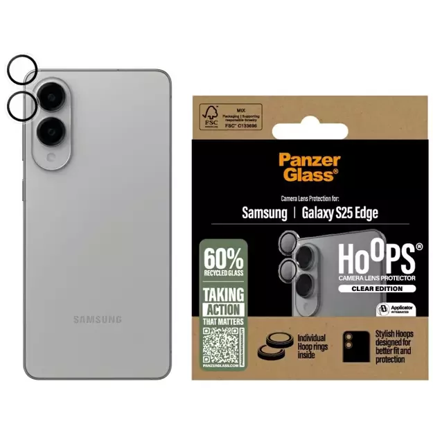 PanzerGlass Hoops Lens Protector Tempered Glass for Samsung Galaxy S25 Edge - Clear
