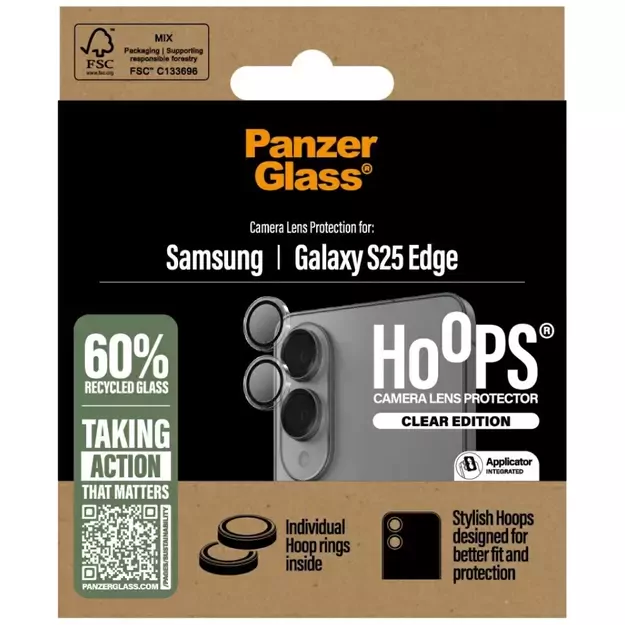 PanzerGlass Hoops Lens Protector Tempered Glass for Samsung Galaxy S25 Edge - Clear 3